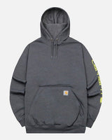 [CARHARTT] Loose Fit Midweight Logo Sleeve Graphic Hood Sweatshirt _ CHARCOAL (K288-026) - コクモト KOCUMOTO