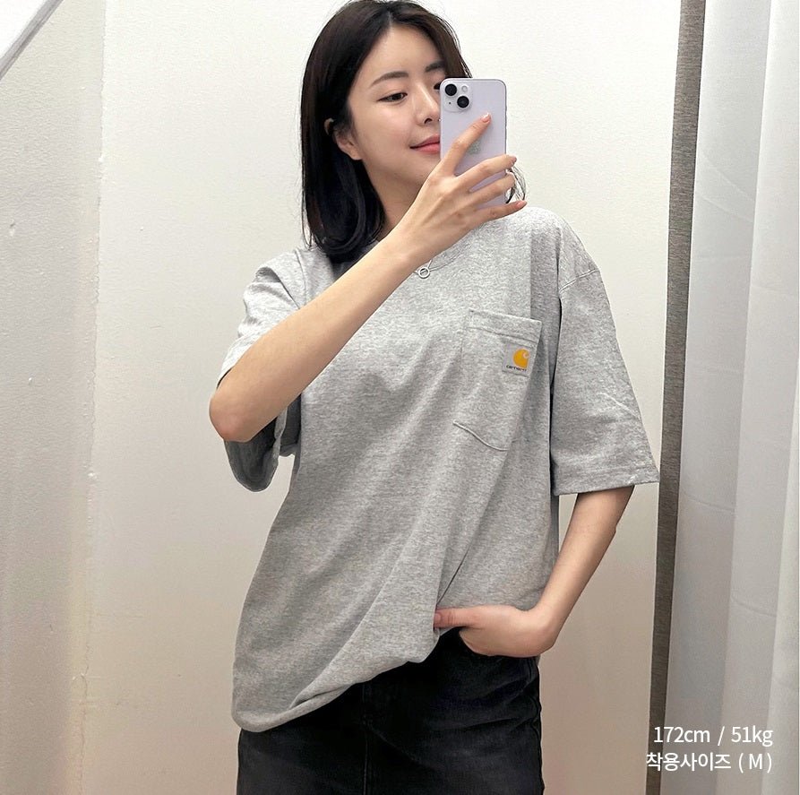 [CARHARTT] Workwear pocket short sleeve t-shirt _ HEATHER GRAY (K87_A07) - コクモト KOCUMOTO