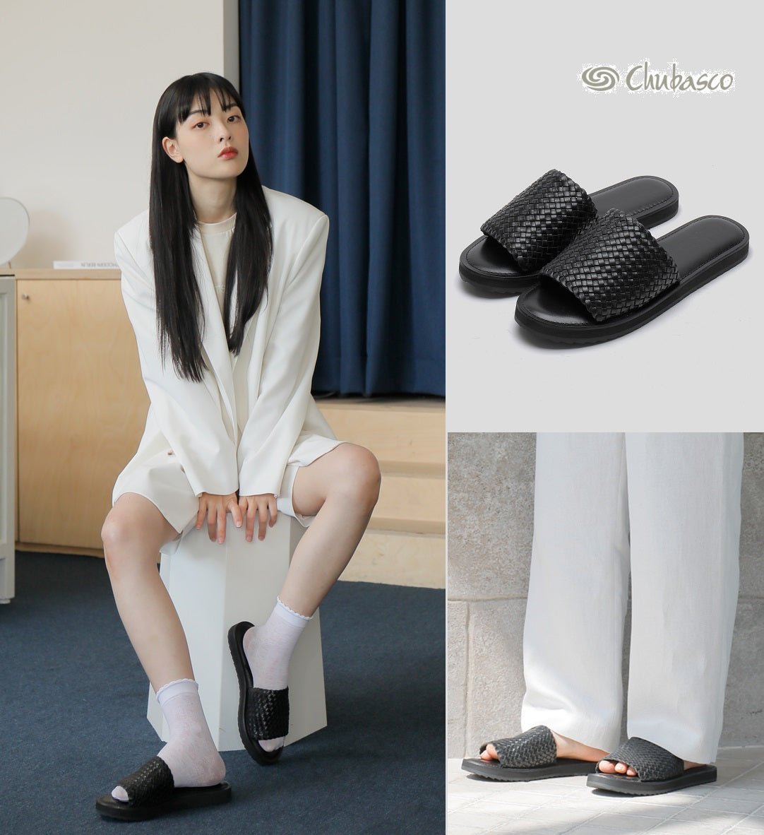 [CHUBASCO] SEVILLA CE2008 ALL BLACK 韓国人気 男女共用 slide/Flip flop/slippers 夏の靴 - コクモト KOCUMOTO