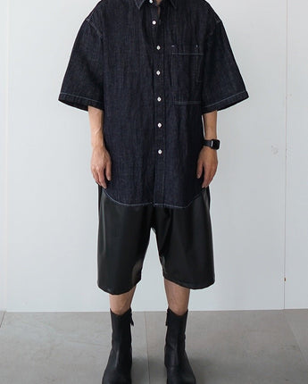 [COLN] 2022 S/S F-leather produce snap bermuda pants - コクモト KOCUMOTO