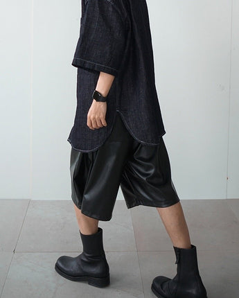 [COLN] 2022 S/S F-leather produce snap bermuda pants - コクモト KOCUMOTO