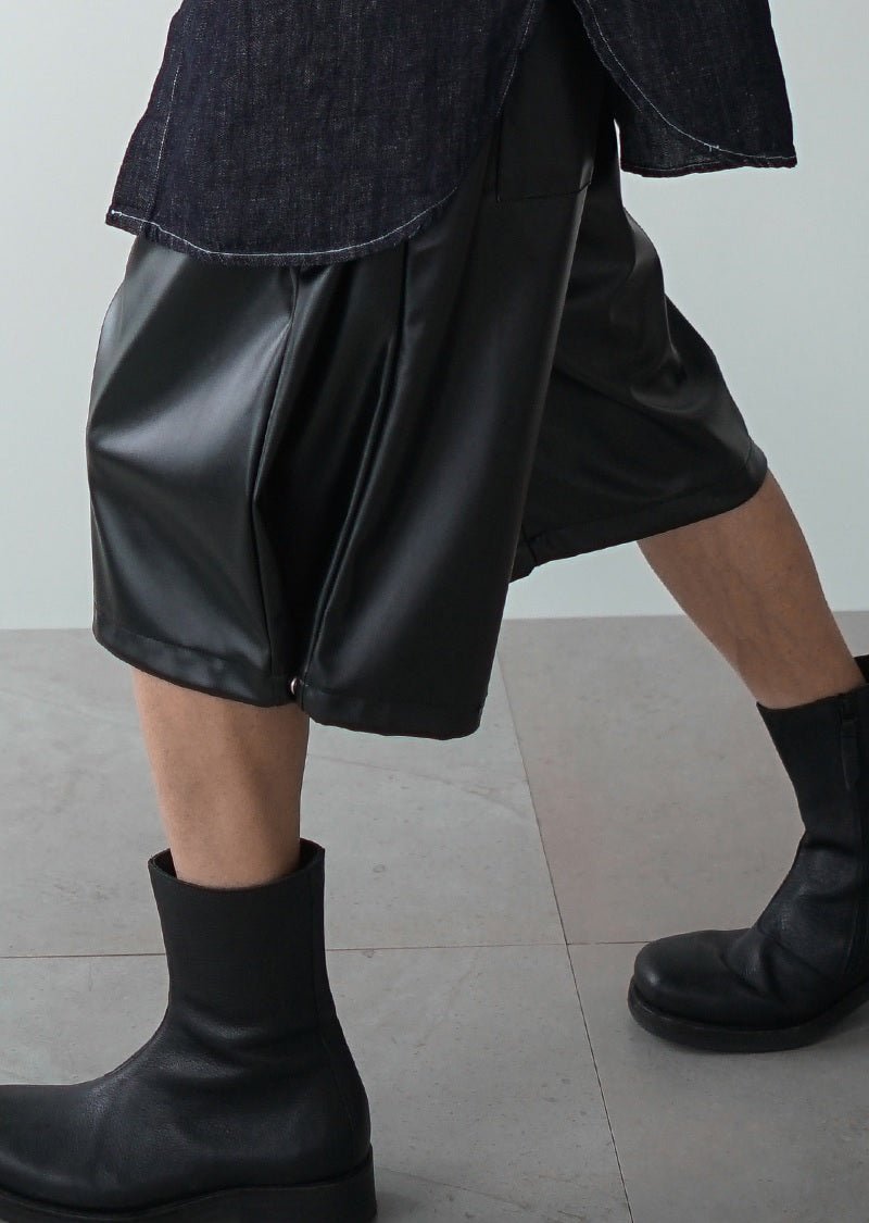 [COLN] 2022 S/S F-leather produce snap bermuda pants - コクモト KOCUMOTO
