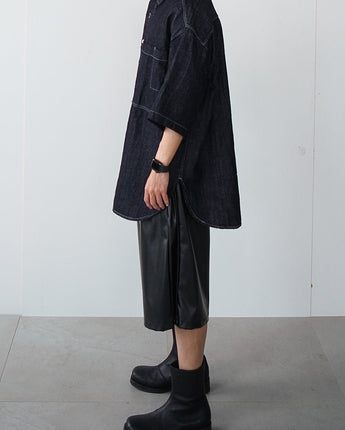 [COLN] 2022 S/S F-leather produce snap bermuda pants - コクモト KOCUMOTO