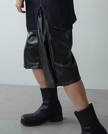 [COLN] 2022 S/S F-leather produce snap bermuda pants - コクモト KOCUMOTO