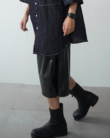 [COLN] 2022 S/S F-leather produce snap bermuda pants - コクモト KOCUMOTO