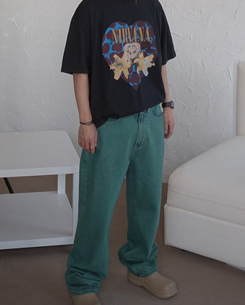 [COLN] 2022 S/S green up dying jeans green - コクモト KOCUMOTO