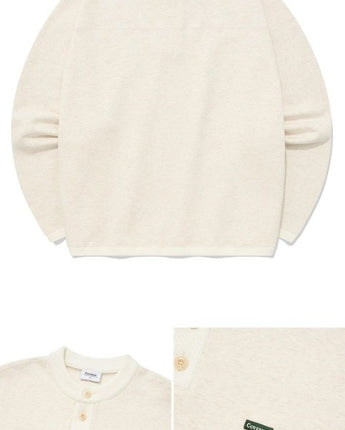 [COVERNAT] HENLEY NECK STRING SWEATSHIRT 2色 韓国ファッション カップルアイテム - コクモト KOCUMOTO