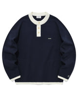 [COVERNAT] HENLEY NECK STRING SWEATSHIRT 2色 韓国ファッション カップルアイテム - コクモト KOCUMOTO