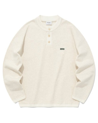 [COVERNAT] HENLEY NECK STRING SWEATSHIRT 2色 韓国ファッション カップルアイテム - コクモト KOCUMOTO