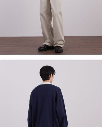 [COVERNAT] HENLEY NECK STRING SWEATSHIRT 2色 韓国ファッション カップルアイテム - コクモト KOCUMOTO