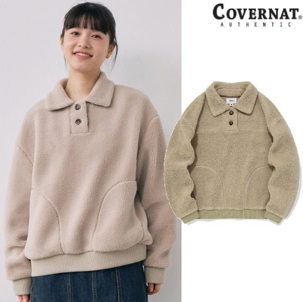 [COVERNAT] (W) SHERPA COLLAR SWEATSHIRT_ FREE 韓国ファッション 女性服 - コクモト KOCUMOTO