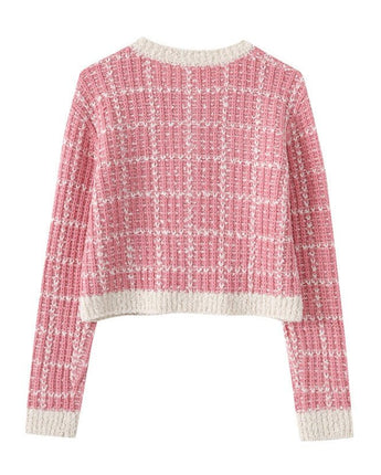 [ETMON] [IVE WONYOUNG着用] Tweed Knit Cardigan [Pink] - コクモト KOCUMOTO