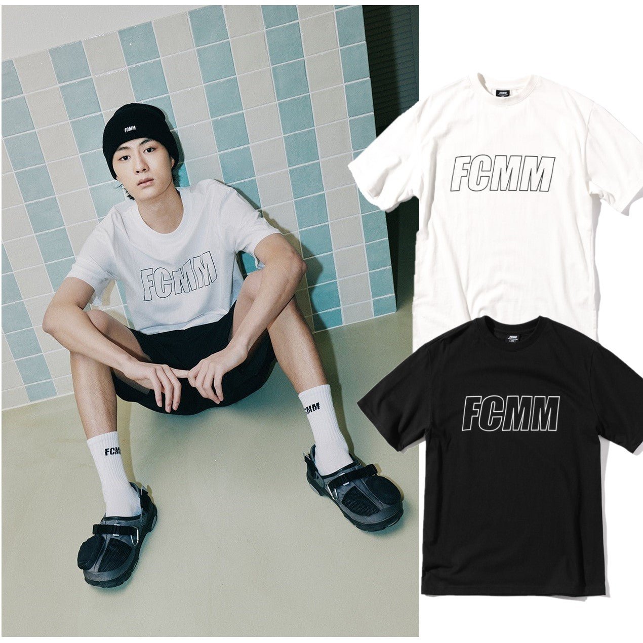 [FCMM]人気韓国ファッションリニアロゴTシャツ - コクモト KOCUMOTO