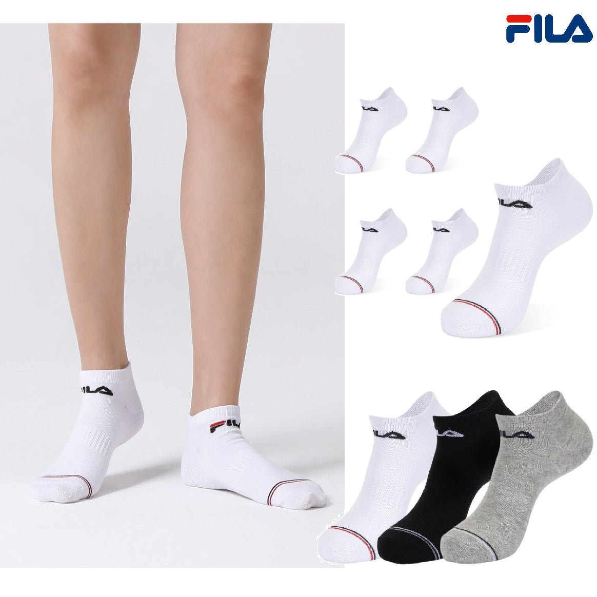 [FILA] Front line sneakers socks 3色 [5PACK] ショート 靴下 韓国人気 男女共用 ファッションソックス セット商品 贈り物 学生ソックス ソックスセット ギフトセット - コクモト KOCUMOTO