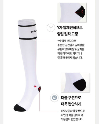 [FILA] Line Double Cushion Over Knee Socks 2色 [3PACK] 韓国人気 男女共用 ファッションソックス セット商品 贈り物 学生ソックス ソックスセット ギフトセット - コクモト KOCUMOTO