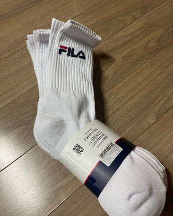 [FILA] Signature Double Cushion Crew Socks 3色 [5PACK] 韓国人気 男女共用 ファッションソックス セット商品 贈り物 学生ソックス ソックスセット ギフトセット - コクモト KOCUMOTO