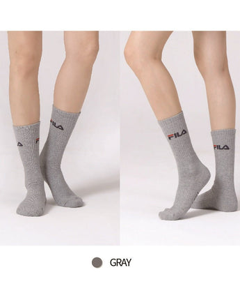 [FILA] Signature Double Cushion Crew Socks 3色 [5PACK] 韓国人気 男女共用 ファッションソックス セット商品 贈り物 学生ソックス ソックスセット ギフトセット - コクモト KOCUMOTO