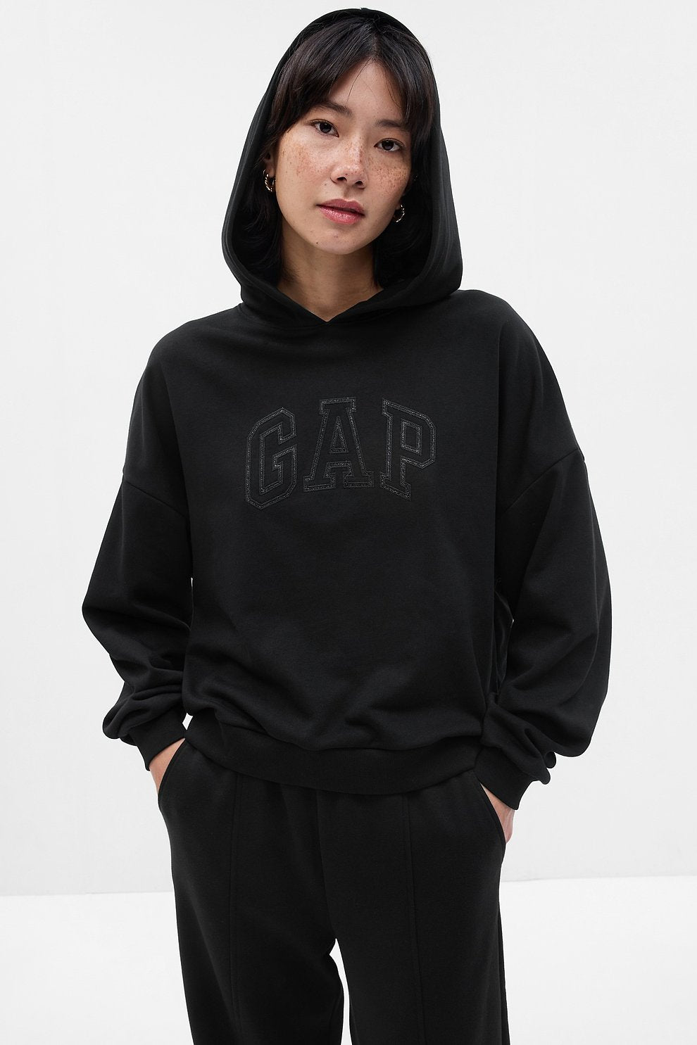 [GAP] [2023 FW] [Women] Line logo patch hooded sweatshirt_ BLACK (5123327006064) (XS-L) - コクモト KOCUMOTO