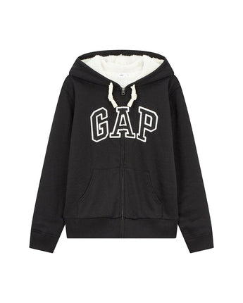 [GAP] [2023 FW][Women] LOGO PATCH SHERPA HOOD ZIP-UP_ BLACK (5123327008099) (XS-L) - コクモト KOCUMOTO