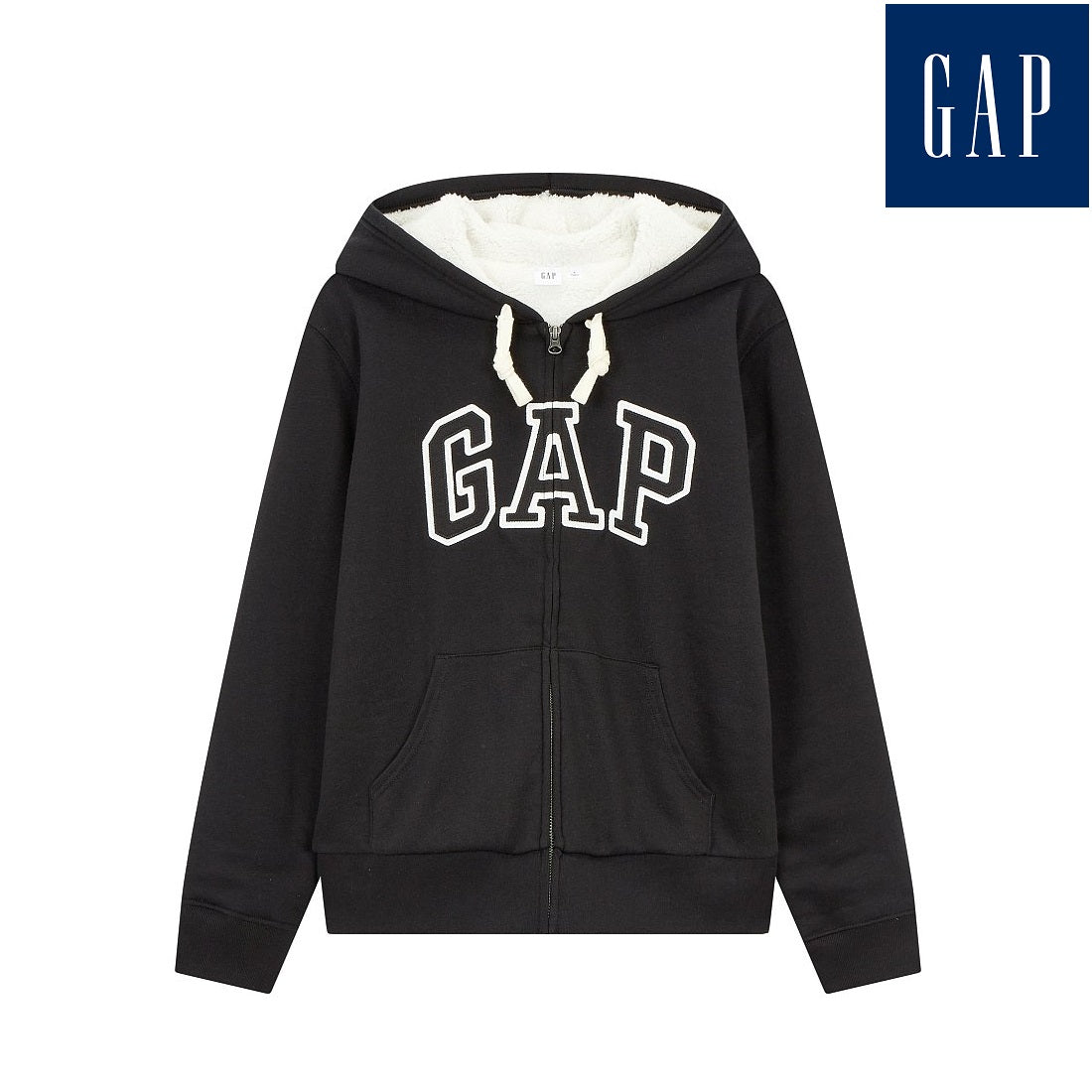 [GAP] [2023 FW][Women] LOGO PATCH SHERPA HOOD ZIP-UP_ BLACK (5123327008099) (XS-L) - コクモト KOCUMOTO