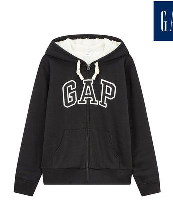 [GAP] [2023 FW][Women] LOGO PATCH SHERPA HOOD ZIP-UP_ BLACK (5123327008099) (XS-L) - コクモト KOCUMOTO