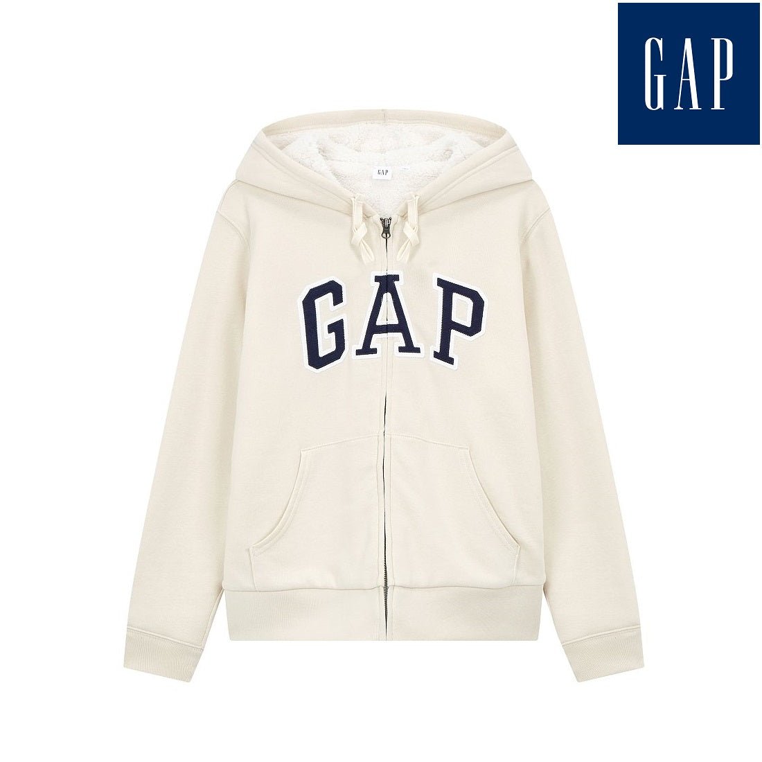 [GAP] [2023 FW][Women] LOGO PATCH SHERPA HOOD ZIP-UP_ LIGHT BEIGE (5123327008011) (XS-L) - コクモト KOCUMOTO