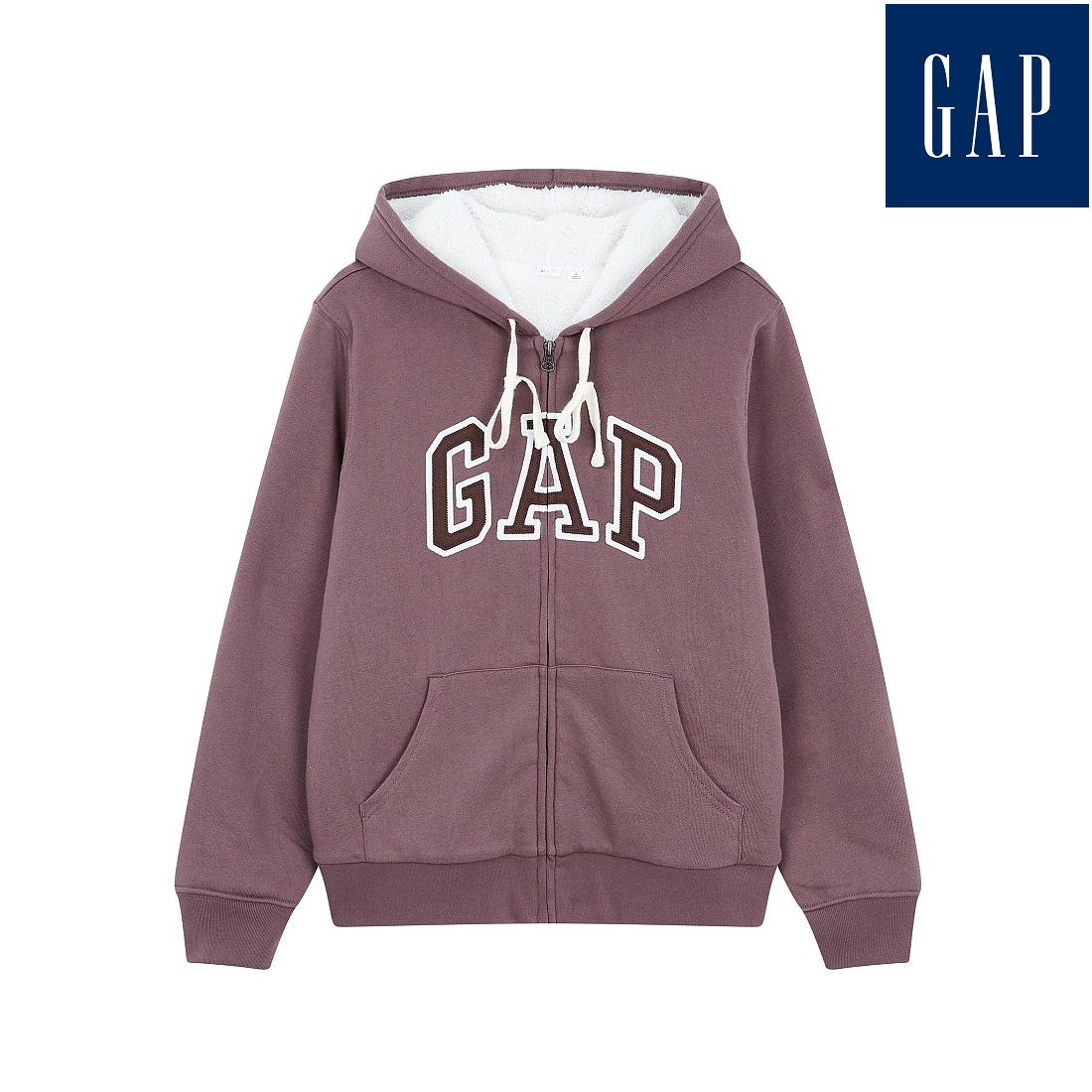 [GAP] [2023 FW][Women] LOGO PATCH SHERPA HOOD ZIP-UP_ LIGHT BROWN (5123327008067) (XS-L) - コクモト KOCUMOTO