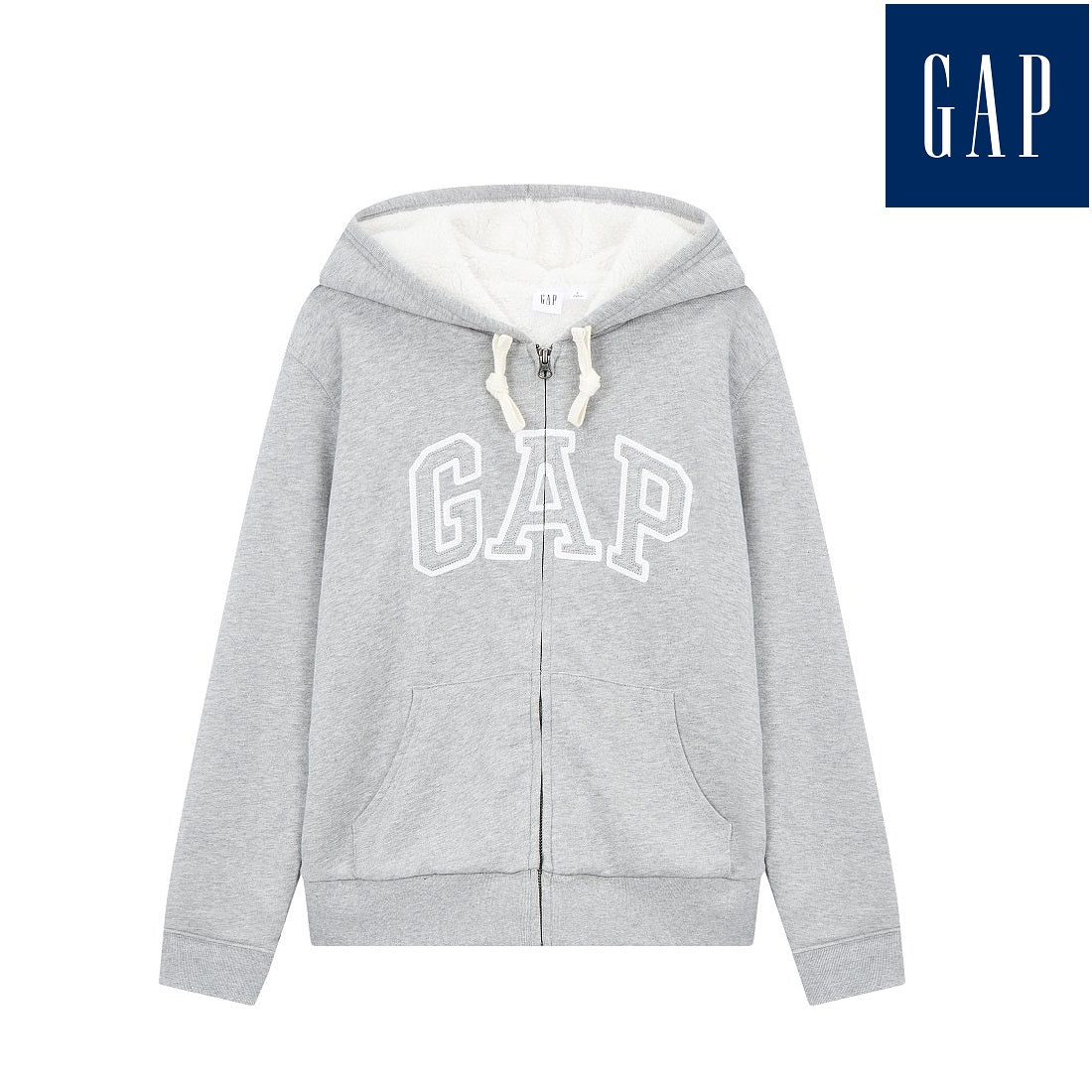 [GAP] [2023 FW][Women] LOGO PATCH SHERPA HOOD ZIP-UP_ MELANGE GRAY (5123327008081) (XS-L) - コクモト KOCUMOTO