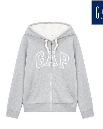 [GAP] [2023 FW][Women] LOGO PATCH SHERPA HOOD ZIP-UP_ MELANGE GRAY (5123327008081) (XS-L) - コクモト KOCUMOTO