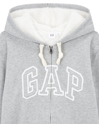 [GAP] [2023 FW][Women] LOGO PATCH SHERPA HOOD ZIP-UP_ MELANGE GRAY (5123327008081) (XS-L) - コクモト KOCUMOTO