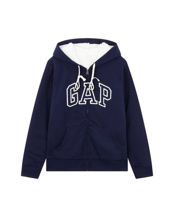 [GAP] [2023 FW][Women] LOGO PATCH SHERPA HOOD ZIP-UP_ NAVY (5123327008056) (XS-L) - コクモト KOCUMOTO