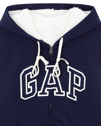 [GAP] [2023 FW][Women] LOGO PATCH SHERPA HOOD ZIP-UP_ NAVY (5123327008056) (XS-L) - コクモト KOCUMOTO