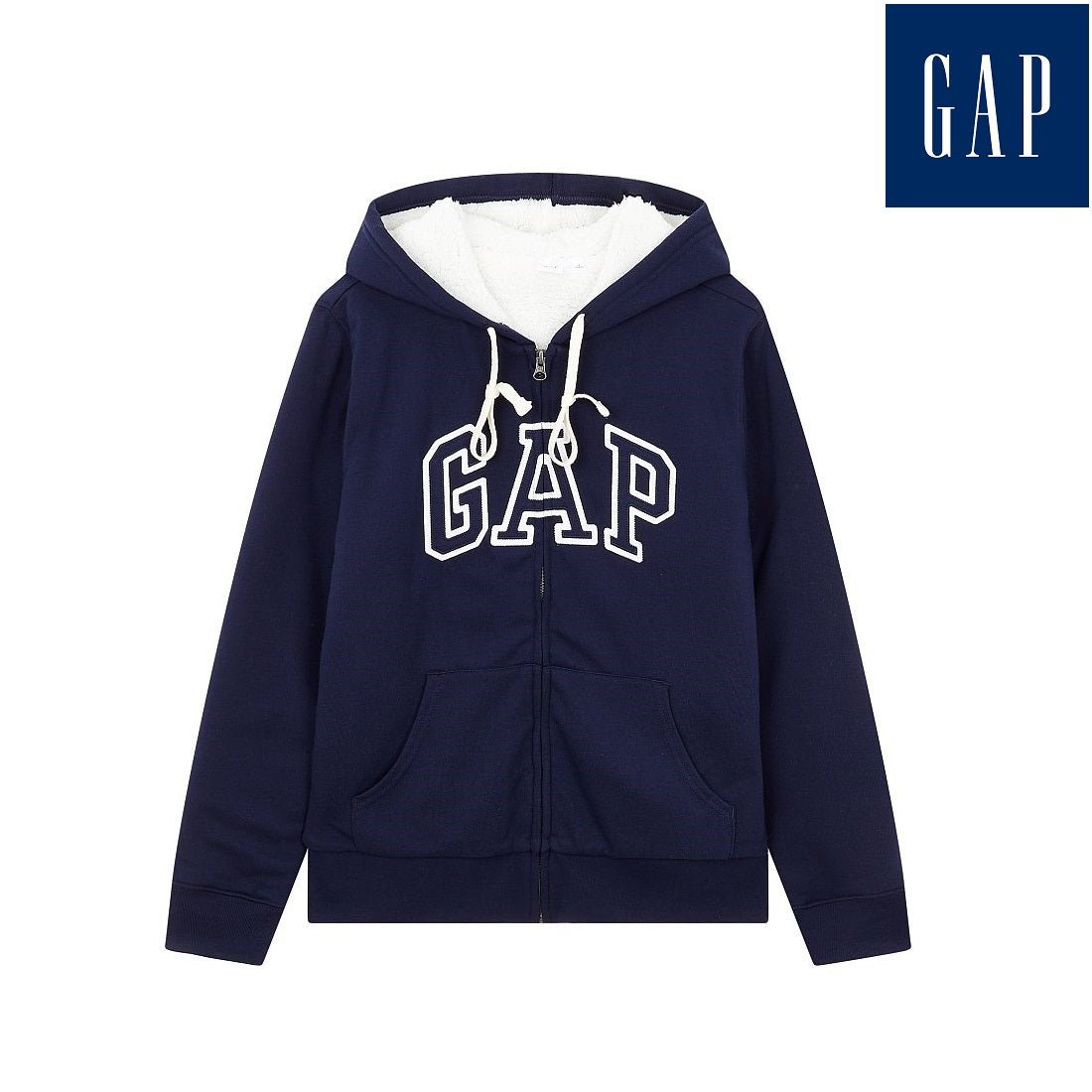 [GAP] [2023 FW][Women] LOGO PATCH SHERPA HOOD ZIP-UP_ NAVY (5123327008056) (XS-L) - コクモト KOCUMOTO