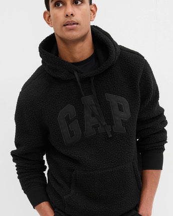 [GAP][2023 FW] Logo patch sherpa hooded sweatshirt_ BLACK (5113327024099)(XS-XXL) - コクモト KOCUMOTO