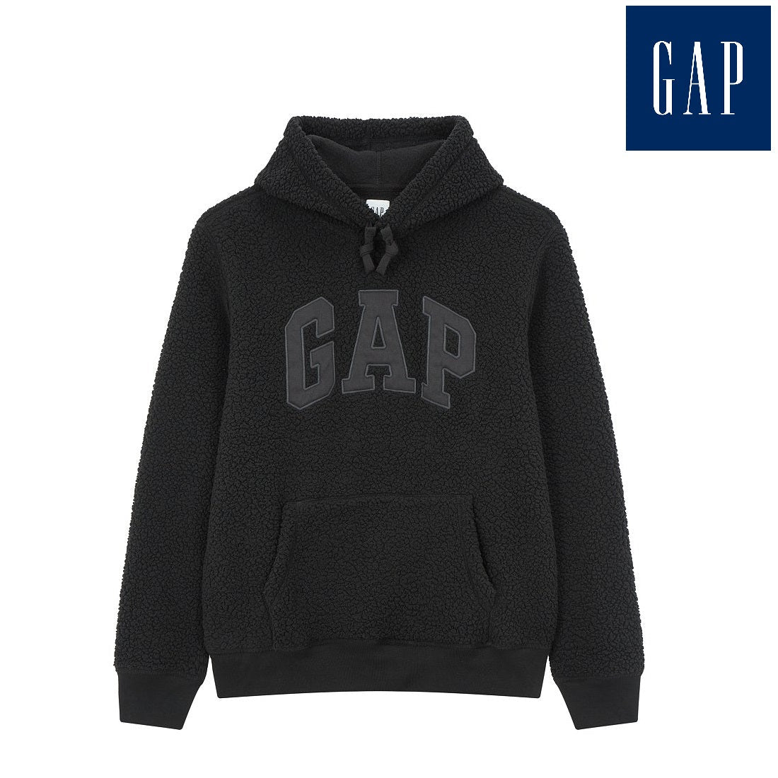 [GAP][2023 FW] Logo patch sherpa hooded sweatshirt_ BLACK (5113327024099)(XS-XXL) - コクモト KOCUMOTO