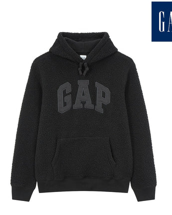 [GAP][2023 FW] Logo patch sherpa hooded sweatshirt_ BLACK (5113327024099)(XS-XXL) - コクモト KOCUMOTO