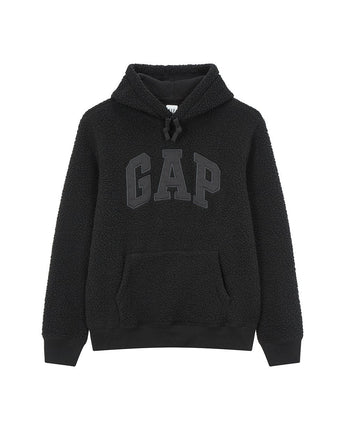 [GAP][2023 FW] Logo patch sherpa hooded sweatshirt_ BLACK (5113327024099)(XS-XXL) - コクモト KOCUMOTO