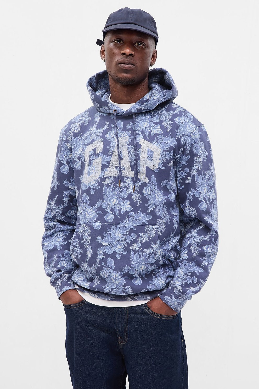 [GAP][2023 FW][Men][LoveShackFancy] Floral pattern logo hooded sweatshirt_ DARK BLUE (5113327025051) (XS-XL) - コクモト KOCUMOTO