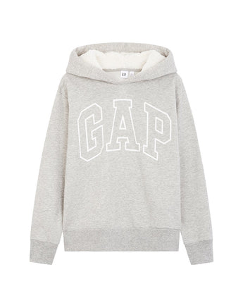 [GAP][Women] Logo sherpa hooded sweatshirt _MELANGE GRAY (5122427015081) (XS-L) - コクモト KOCUMOTO