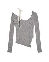 [glowny] ISA ASYMMETRICAL KNIT TOP (GRAY) - コクモト KOCUMOTO