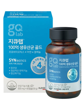 [日東製藥] gQ lab 100億 生乳酸菌 ゴールド 500mg x 60カプセル、1個 - コクモト KOCUMOTO