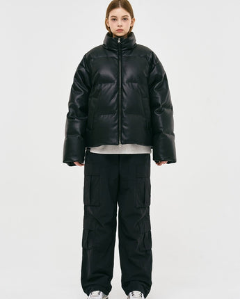 [GROOVE RHYME] 23F/W EATHER SHORT DOWN PADDING (BLACK) - コクモト KOCUMOTO