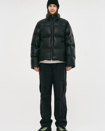 [GROOVE RHYME] 23F/W EATHER SHORT DOWN PADDING (BLACK) - コクモト KOCUMOTO