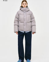 [GROOVE RHYME] 23F/W QUILTED HOOD SHORT DOWN PADDING (LIGHT GREY) - コクモト KOCUMOTO