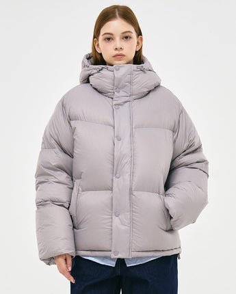 [GROOVE RHYME] 23F/W QUILTED HOOD SHORT DOWN PADDING (LIGHT GREY) - コクモト KOCUMOTO