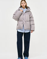 [GROOVE RHYME] 23F/W QUILTED HOOD SHORT DOWN PADDING (LIGHT GREY) - コクモト KOCUMOTO