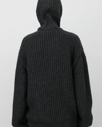 [IN SILENCE] ITALIAN Wool Ribbed Crew Neck Knit (DARK TAUPE) - コクモト KOCUMOTO
