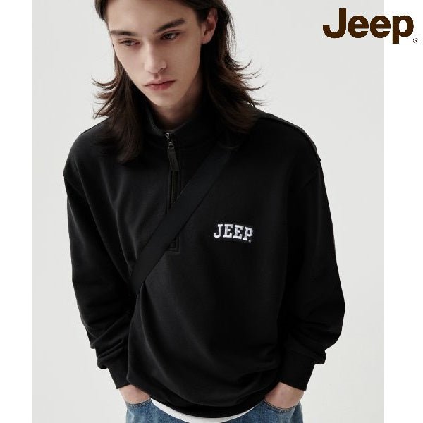 [JEEP] Applique Small Logo Half-Neck Sweatshirt _ BLACK (JP5TSU836BK) 韓国ファッション カップルアイテム - コクモト KOCUMOTO