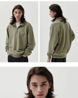 [JEEP] Applique Small Logo Half-Neck Sweatshirt _ KHAKI (JP5TSU836KH) 韓国ファッション カップルアイテム - コクモト KOCUMOTO