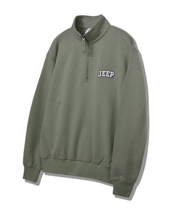 [JEEP] Applique Small Logo Half-Neck Sweatshirt _ KHAKI (JP5TSU836KH) 韓国ファッション カップルアイテム - コクモト KOCUMOTO